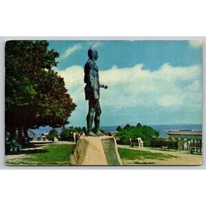Postcard Massachusetts Plymouth Statue of Massasoit by Cyrus Dallin Posted 1959